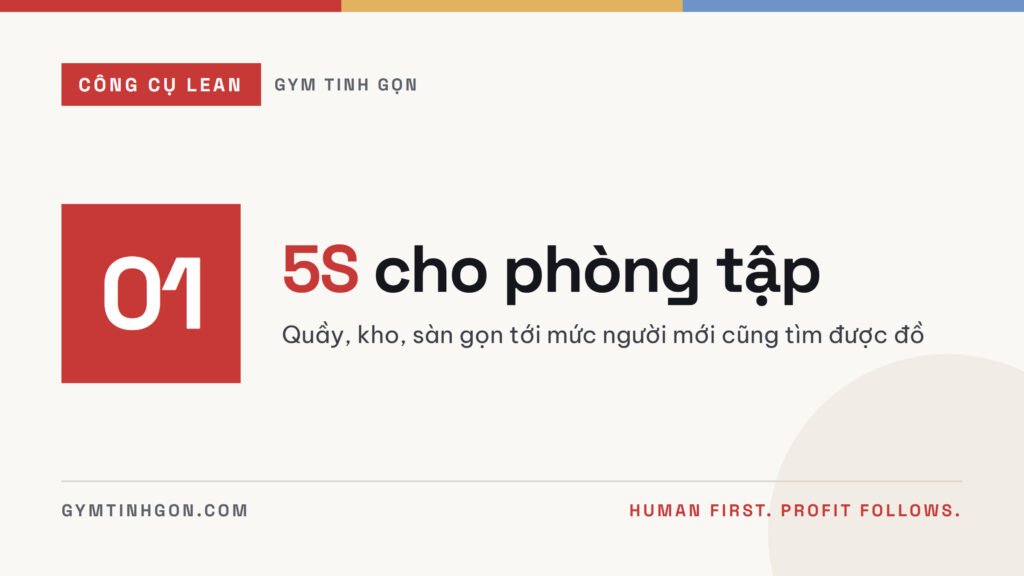 Ảnh bìa: 5S cho phòng tập: sáu bước và phiếu chấm từng khu mỗi ca